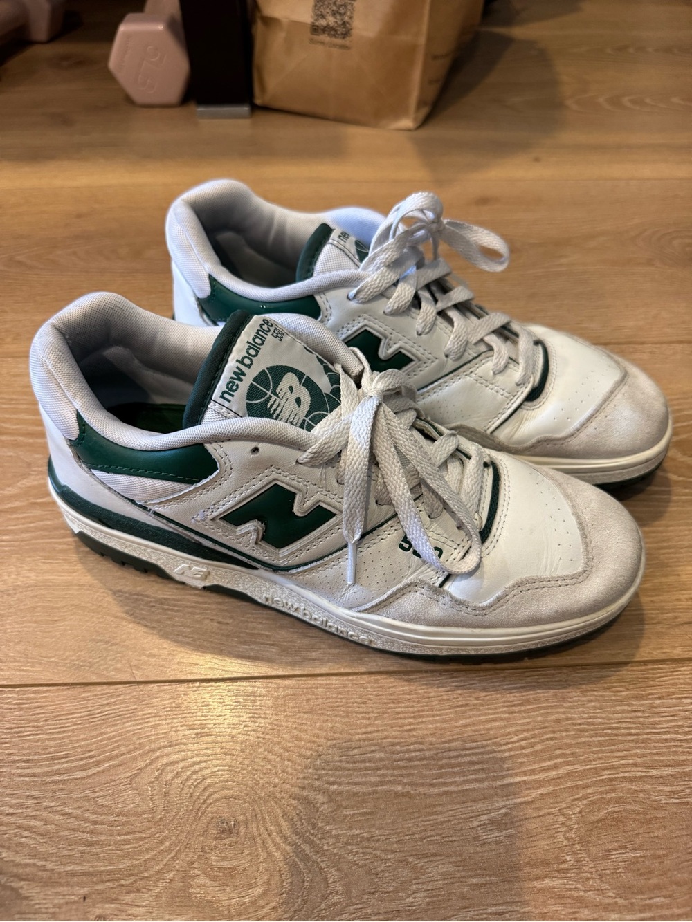 New Balance 550 White and Green Sneakers